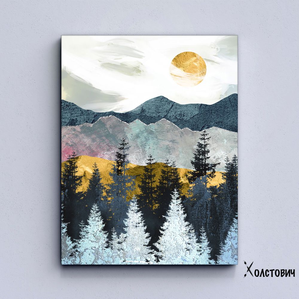 Модульная Картина Abstract forest and mountains