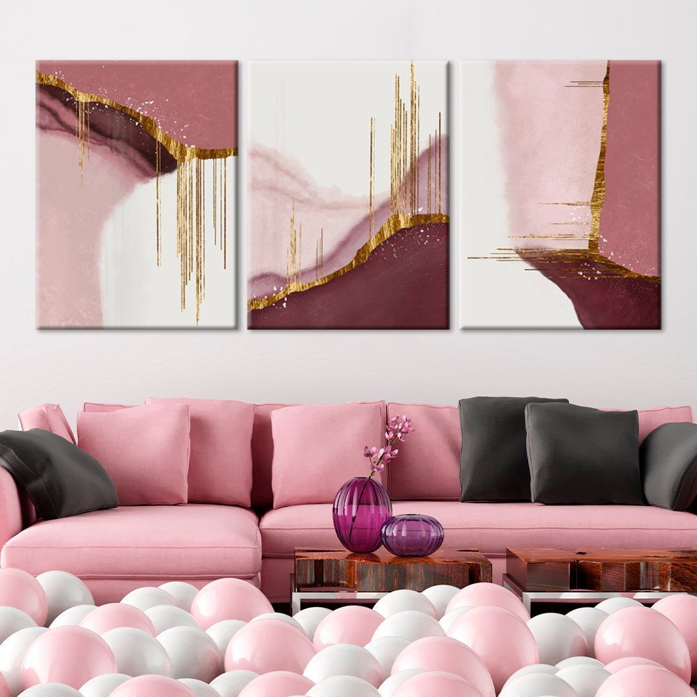 Модульная Картина Golden Pink Abstract