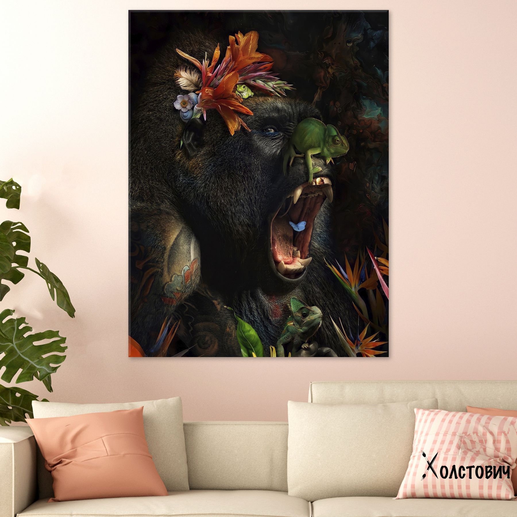 Картина Gorilla and flowers