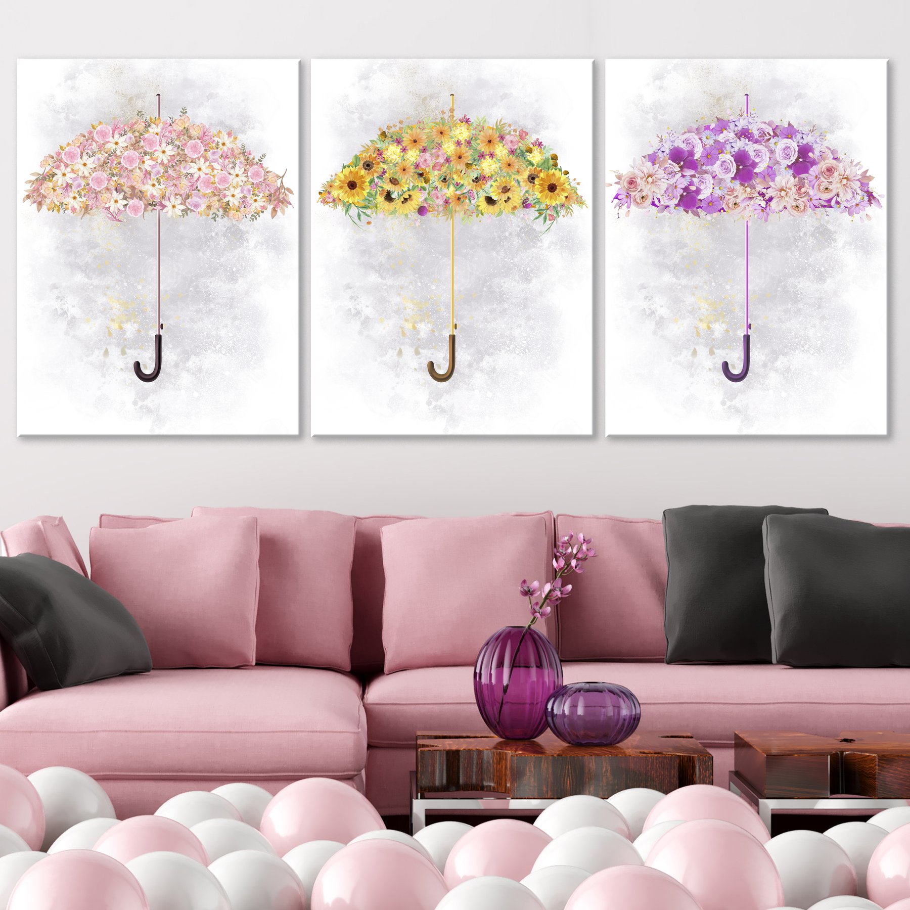 Модульная Картина Floral Umbrellas