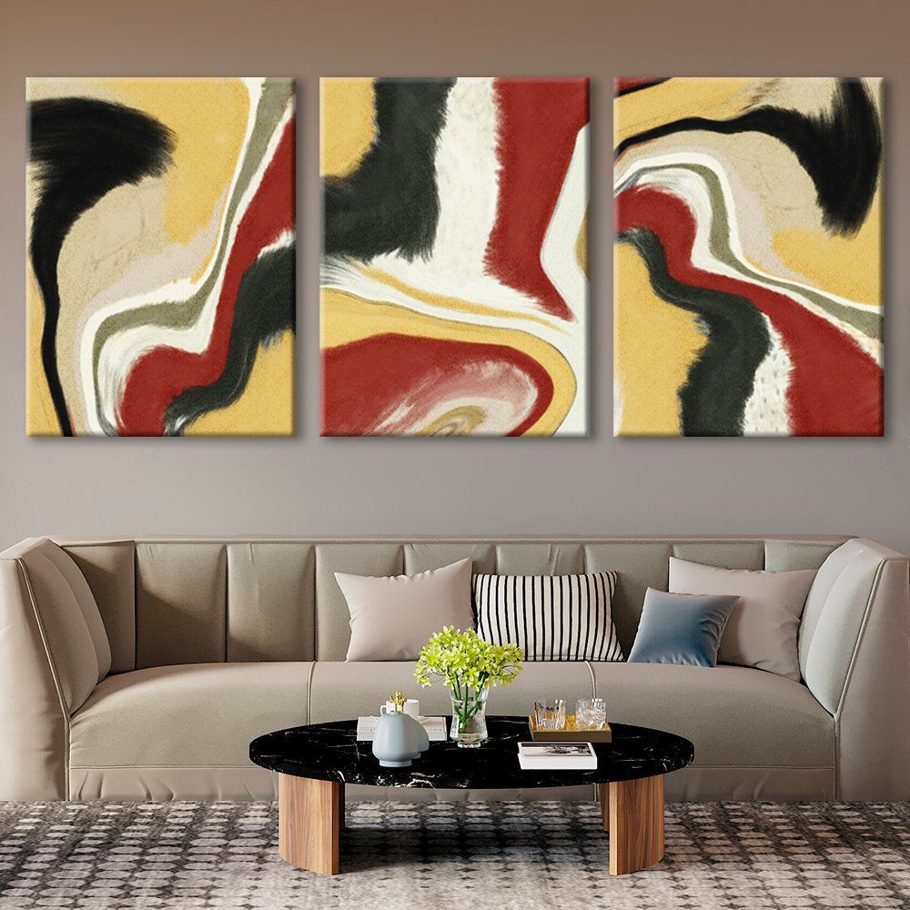Модульная Картина Red Yellow & Black Abstract