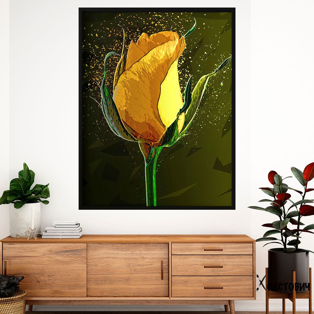 Картина Colored yellow rose