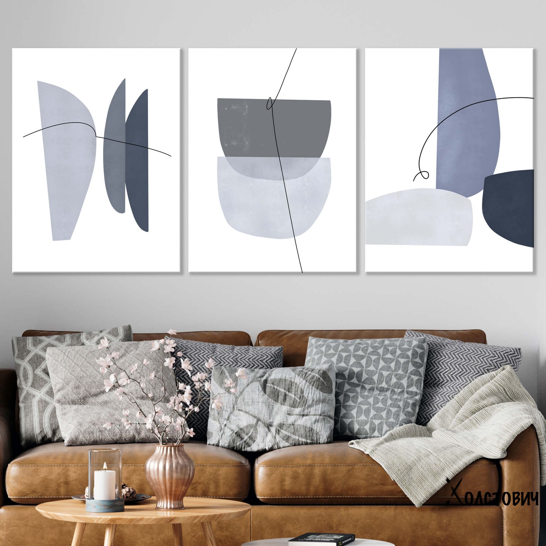 Модульна Картина Blue gray abstract