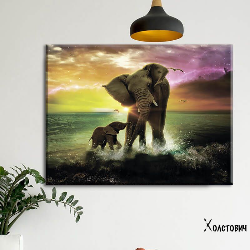 Картина Elephant Sunset