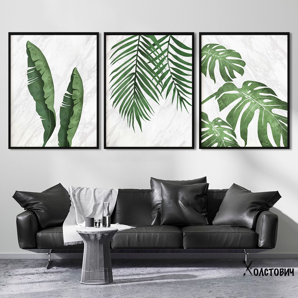 Модульная Картина Marble tropical leaf