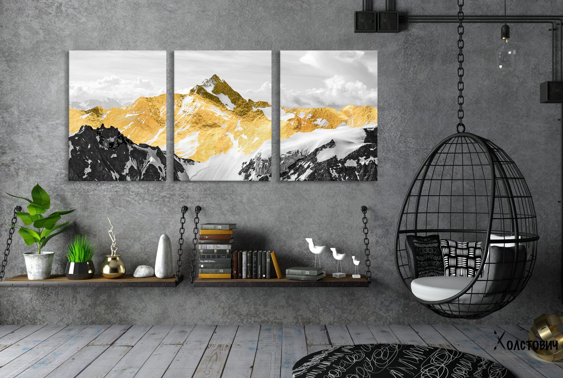 Модульная Картина Golden mountains